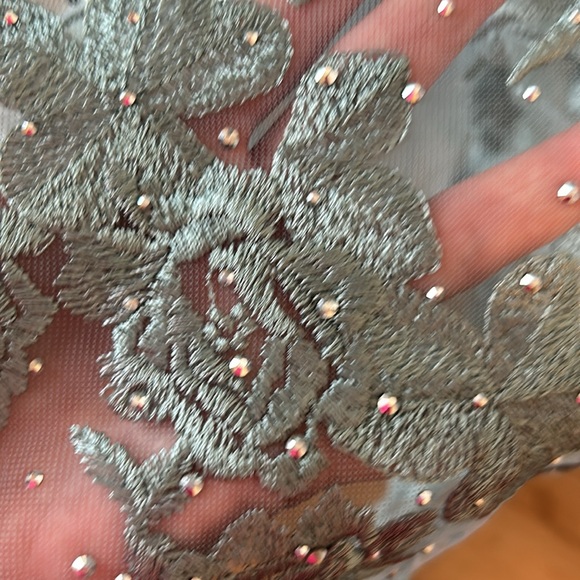 Brand new Mac Duggal dress. Seafoam bluish green, long sleeves. - Picture 8 of 16